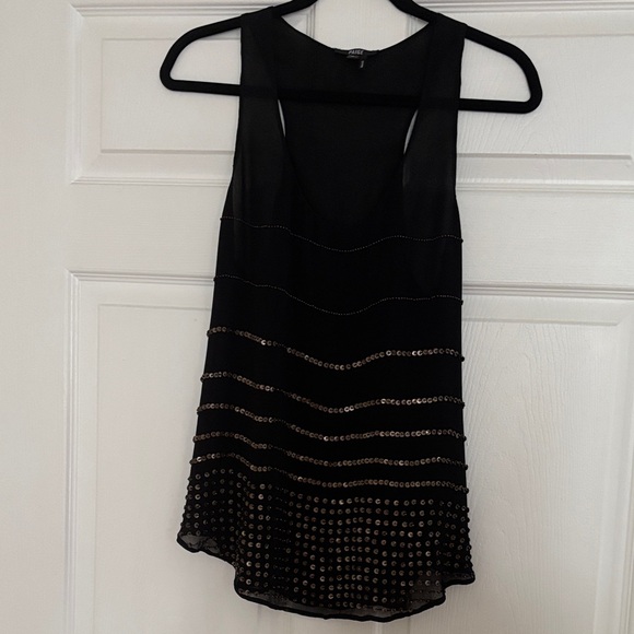 PAIGE Elegant Black Tank with Gold Detailing - Picture 1 of 8
